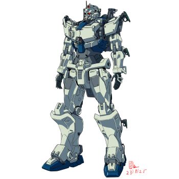 2025 absurdres cable colored_lineart commentary crossover dated english_commentary gundam gundam_08th_ms_team gundam_ez8 gundam_gquuuuuux highres machinery mecha mecha_focus mobile_suit no_humans original pravin_rao_santheran radio_antenna red_eyes redesign robot science_fiction signature white_background yamashita_ikuto_(style)