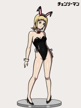 Rule 34 | animal ears, black leotard, blonde hair, chainsaw man, djangoultra, fake animal ears, high heels, highres, leotard, playboy bunny, sawatari akane (chainsaw man)