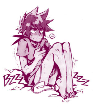 1boy bed_sheet blush controller doraya original remote_control sound_effects speech_bubble vibrator_cord