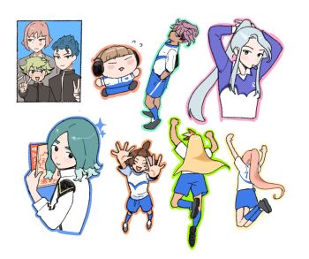 Rule 34 | 1girl, 6+boys, chibi, iesumire316, inazuma eleven (series), inazuma eleven victory road, kisoji heita, multiple boys, sasanami unmei, shinohara raika, shisendou garyuu, simple background, twitter, white background