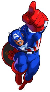 Rule 34 | 1boy, absurdres, american flag, american flag print, belt, bengus, blue pants, boots, captain america, clenched teeth, flag print, from above, full body, game cg, gloves, highres, leg up, male focus, marvel, marvel super heroes vs. street fighter, marvel vs. capcom, mask, muscular, muscular male, non-web source, official art, pants, pointing, red boots, red gloves, retro artstyle, shield, simple background, solo, star (symbol), steve rogers, superhero costume, teeth, white background
