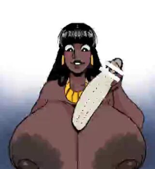 1boy 1girl age_difference animated black_hair breasts censored cum cum_on_body cum_on_breasts cum_on_hair cum_on_shoulders cum_on_upper_body dark-skinned_female dark_skin earrings ejaculation facial gold_earrings gold_necklace heart heart-shaped_pupils hoop_earrings huge_areolae huge_breasts huge_penis interracial jewelry medievalskeletonxv necklace nipples paizuri penis shota slideshow_animation symbol-shaped_pupils tagme thick_lips video