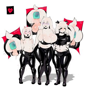1futa 2boys anal animal_ears asriel_dreemurr asriel_dreemurr_(god_of_hyperdeath) bdsm black_sclera breasts bulge butt_plug colored_sclera covered_penis crop_top curvy deltarune fangs furry furry_female furry_male futa_without_pussy futanari goat_boy goat_ears goat_girl goat_horns goat_tail green_eyes hand_on_another's_shoulder heart highres horns huge_breasts konni large_penis latex mature_female mother_and_son multiple_boys pants penis perineum plump ralsei round_eyewear semi-rimless_eyewear sex_toy shota skin_fangs tail testicles tight_clothes tight_pants toriel trap undertale utdr_(toby_fox) white_fur wide_hips
