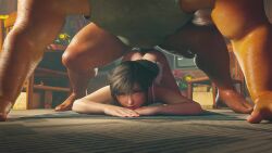 1boy 1girl 3d absurdres age_difference aged_down anal animated brown_hair fat fat_man final_fantasy final_fantasy_vii final_fantasy_vii_remake flat_chest from_behind hetero highres kaogum loli long_hair looping_animation lying nipples nude old old_man on_stomach pajamas size_difference sound square_enix sweat tagme tifa_lockhart ugly_bastard uncensored vaginal video