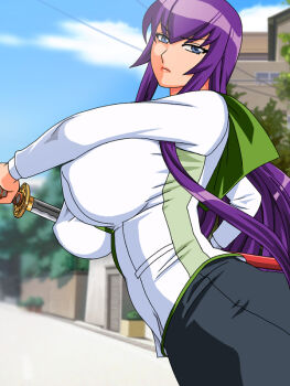 1girl breasts busujima_saeko gaden highschool_of_the_dead huge_breasts