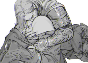 2boys anilingus armor bara beard boots closed_eyes clothes_pull commentary couple english_commentary eyes_out_of_frame facial_hair greyscale guardians_of_the_galaxy head_out_of_frame hellfire_gala limach-an long_hair lying marvel marvel_rivals monochrome multiple_boys muscular muscular_male official_alternate_costume on_stomach open_mouth pants pants_pull peter_quill sex star-lord star-lord_(king_of_spartax) stubble testicles thor_(majestic_raiment)_(marvel) thor_(marvel) thor_(marvel)_(series) white_background yaoi