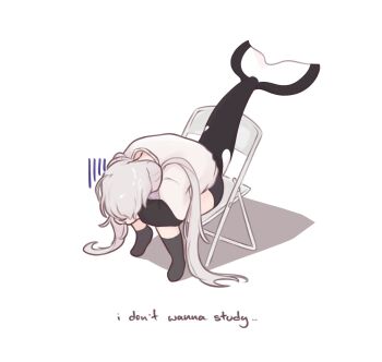 1girl arms_on_knees artist_self-insert black_shirt black_shorts black_socks cetacean_tail chair chibi chonkyorca commentary english_commentary english_text female_focus fins fish_tail folding_chair full_body gloom_(expression) grey_hair highres hunched_over layered_sleeves leaning_forward long_hair long_sleeves long_twintails looking_down low_twintails meme neon_genesis_evangelion no_shoes on_chair orca_(chonkyorca) orca_girl original puffy_long_sleeves puffy_sleeves scene_reference shadow shinji_in_a_chair_(meme) shirt short_over_long_sleeves short_sleeves shorts simple_background sitting socks solo tail twintails very_long_hair white_background white_hair white_shirt