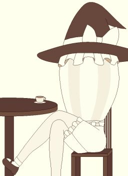 bloomers crossed_legs cup kirisame_marisa skirt_tied_over_head surreal teacup touhou underwear