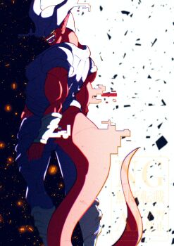 Rule 34 | 1boy, black background, colored sclera, colored skin, demon, dragon ball, dragonball z, highres, janemba, male focus, open mouth, pointy ears, red skin, red tail, smirk, solo, standing, stktik09060906, white background, yellow sclera