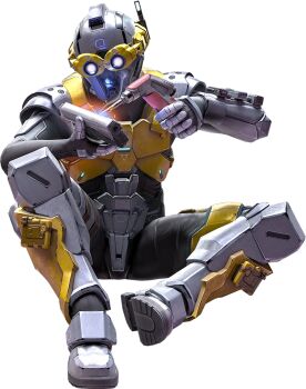 1boy armor blue_eyes boots galactic_federation_trooper goggles gun handgun helmet highres male_focus metroid metroid_prime_4:_beyond myles_mackenzie nintendo official_art science_fiction solo weapon welding_torch