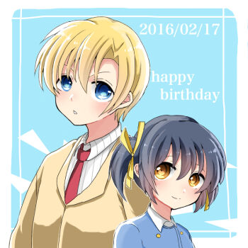 Rule 34 | 00s, 1boy, 1girl, black hair, blonde hair, blue eyes, brother and sister, clannad, daamiyan, dated, happy birthday, orange eyes, siblings, sunohara mei, sunohara youhei, twintails