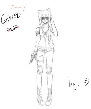 Rule 34 | 1girl, animal ears, armband, artist request, bikini, boots, bra, call of duty, call of duty: modern warfare 2, cat ears, genderswap, ghost (modern warfare 2), gun, hand on headset, hand on headwear, hand on own head, handgun, headset, holding, holding weapon, holster, knee pads, long hair, mask, non-web source, sketch, skull mask, source request, sunglasses, swimsuit, thigh holster, underwear, union jack, weapon