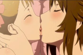 2girls age_difference animated animated_gif blush brown_hair closed_eyes french_kiss haha_musume_donburi incest jewelry kabushikigaisha_toranoana kaneko_hiraku kirin999 kiss lipstick makeup mature_female mother_and_daughter multiple_girls oyakodon_(sex) oyakodon_oppai_tokumori_bonyuu_shirudaku_de oyakodon_oppai_tokumori_bonyuu_tsuyudaku_de pillow ribbon ring rumi_(haha_musume_donburi) sakie_(haha_musume_donburi) screencap short_hair tongue toranoana yuri