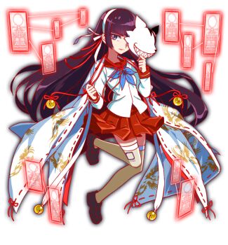 animal_print anime_coloring aqua_neckerchief artist_request bell bird_print black_mask blunt_bangs blunt_sidelocks brown_shoes brown_thighhighs closed_mouth crash_fever fox_mask frown full_body furisode furisode_sleeves game_cg hairband himiko_(crash_fever) japanese_clothes jingle_bell kimono leg_up loafers long_hair long_sleeves mask neckerchief number_print numbered official_art ofuda outline pink_lips pleated_skirt print_kimono print_sleeves print_thighhighs purple_eyes purple_hair red_outline red_ribbon red_sailor_collar red_skirt ribbon ribbon-trimmed_sleeves ribbon_trim sailor_collar school_uniform serafuku sharp_teeth shirt shoes sidelocks skirt sleeve_cuffs solo square square_print straight_hair tachi-e teeth thighhighs third-party_source transparent_background tsurime two-tone_mask unworn_kimono v-shaped_eyebrows very_long_hair white_hairband white_kimono white_mask white_shirt white_sleeves wide_sleeves