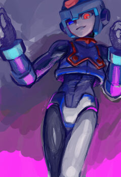 1boy blue_eyes capcom copy_x_(mega_man) gloves helmet heterochromia male_focus red_eyes mega_man_(series) mega_man_zero_(series) solo t-tom