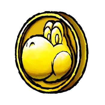 coin gold_coin highres mario_(series) nakagawa_yasuhisa nintendo official_art simple_background solo third-party_source white_background yoshi yoshi&#039;s_island_ds