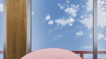 1girl alcohol animated animated_gif arahabaki_nonko beer blush bouncing_breasts breasts can cleavage closed_eyes drunk glasses hanging_breasts indoors large_breasts long_hair nipples nude pink_hair yuragisou_no_yuuna-san