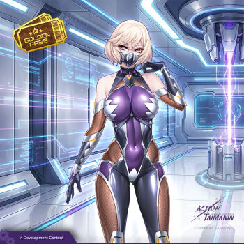 1girl action_taimanin ban!_(bansankan) bodysuit breasts curvy highleg highleg_leotard impossible_bodysuit impossible_clothes large_breasts leotard lilith-soft revealing_clothes solo taimanin_(series) taimanin_suit wide_hips wight_(taimanin_asagi)