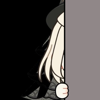 1girl animal_ears animated animated_gif arknights bang_dream! bang_dream!_it&#039;s_mygo!!!!! blonde_hair blush_stickers bright_pupils chibi chibi_only chunye_haruya dog_ears dog_girl dot_nose kemonomimi_mode looking_at_viewer lowres medium_hair misumi_uika misumi_uika_(caged_singer) peeking_out purple_eyes rayman_limbs shy simple_background solo transparent_background upper_body white_pupils