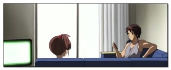 Rule 34 | 00s, brother and sister, couch, denwa, endless eight, kyon, kyon no imouto, phone, shirt, siblings, sleeveless, sleeveless shirt, suzumiya haruhi no yuuutsu, television