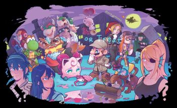 alternate_costume animal_crossing beard black_hair blonde_hair blue_eyes blue_hair bowser bowser_jr. box braid brown_eyes brown_hair candy cape cardboard_box charizard clothed_pokemon coat cosplay cosplay_pikachu cuphead_(game) danganronpa:_trigger_happy_havoc danganronpa_(series) dog edward_elric edward_elric_(cosplay) facial_hair father_and_son fire_emblem fire_emblem:_mystery_of_the_emblem fire_emblem_awakening food fullmetal_alchemist gaius_(fire_emblem) gen_1_pokemon gloves halloween hat inkling inkling_girl inkling_player_character iron_man jacket jigglypuff kirby kirby_(series) link long_hair lucina_(fire_emblem) maizono_sayaka maizono_sayaka_(cosplay) mario mario_(series) marth_(fire_emblem) marvel mega_man_(character) mega_man_(classic) mega_man_(series) metal_gear_(series) metal_gear_solid metroid multiple_boys multiple_girls necktie newsboy_cap nintendo open_mouth pikachu pikachu_rock_star pockypalooza pokemon ponytail red_(pokemon) samus_aran school_uniform scooby-doo scooby-doo_(character) serafuku shadow_of_the_colossus sherlock_holmes short_hair smile solid_snake splatoon_(series) super_mario_bros._1 super_smash_bros. surcoat sweater the_legend_of_zelda the_legend_of_zelda:_breath_of_the_wild tiara twintails undertale undyne undyne_(cosplay) utdr_(toby_fox) villager_(animal_crossing) wander_(shadow_of_the_colossus) yoshi