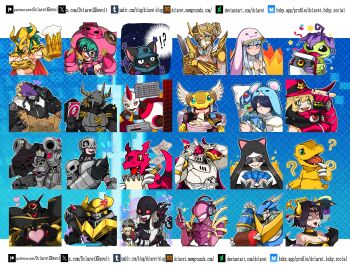 absurdres agumon alphamon alraumon andromeda_shun angewomon babamon beelzebumon blacktailmon_uver. blackwargreymon cho-hakkaimon darkknightmon demon demon_girl digimon digimon_(creature) dukemon fallen_angel guilmon highres infermon junomon kinkakumon kuramon ladydevimon lilithmon lordknightmon mark_of_evil mugendramon ranamon sistermon_blanc sistermon_ciel sistermon_noir sticker ulforcev-dramon wings witchmon