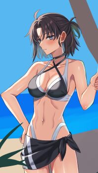 1girl breasts cleavage fate/grand_order fate_(series) highres medium_breasts navel ryougi_shiki ryougi_shiki_(swimsuit_mooncancer)_(first_ascension) tagme toned weilaizuigao703