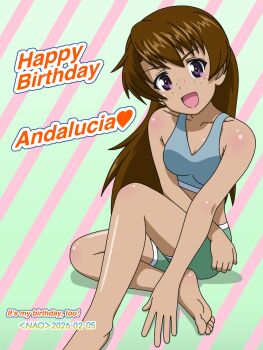 Rule 34 | 1girl, andalucia (girls und panzer), aoshidan school uniform, blush, breasts, brown hair, commentary request, freckles, girls und panzer, highres, long hair, looking at viewer, naotosi, open mouth, purple eyes, school uniform, small breasts, smile, solo