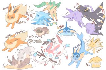 Rule 34 | ..., alternate color, biting, black eyes, black fur, blue eyes, blue fur, blush stickers, bow, brown eyes, brown fur, closed eyes, commentary request, eevee, espeon, facial mark, fins, fish tail, flareon, forehead jewel, forehead mark, full body, gen 1 pokemon, gen 2 pokemon, gen 4 pokemon, gen 6 pokemon, glaceon, green fur, grey fur, head fins, heart, holding, holding stick, jolteon, korean commentary, leaf, leafeon, looking at another, looking at viewer, maenggyul98785, multiple views, neck fur, nintendo, no humans, orange fur, pink fur, pokemon, pokemon (creature), pokemon focus, purple eyes, purple fur, red eyes, ribbon, shiny and normal, shiny pokemon, sidelocks, simple background, single blush sticker, spiked tail, standing, stick, sylveon, tail, umbreon, vaporeon, white background, white fur, yellow fur