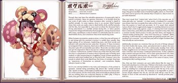 1girl alternate_language animal_costume bear_costume black_bra boggleboe_(monster_girl_encyclopedia) bra breasts button_eyes buttons character_name character_profile english_text hard-translated kenkou_cross loli monster_girl monster_girl_encyclopedia official_art open_mouth red_eyes short_hair sleeveless small_breasts third-party_edit translated underwear