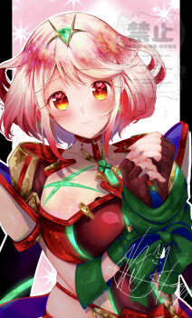 1girl absurdres breasts heart heart-shaped_pupils highres large_breasts nemu_(ut_kakinotane) pyra_(xenoblade) red_eyes red_hair solo symbol-shaped_pupils xenoblade_chronicles_(series) xenoblade_chronicles_2