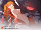 1girl animated bodysuit breasts clenched_teeth effectively_nude grabbing_another's_breast groping mecha_pilot_suit medium_breasts monster navel neon_genesis_evangelion nipples open_mouth plugsuit_(evangelion) red_bodysuit restrained souryuu_asuka_langley stomach struggling teeth torn_clothes video waero wide_hips