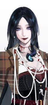 1girl black_hair blue_eyes highres jewelry linceyang parted_bangs path_to_nowhere shin_(path_to_nowhere) solo upper_body