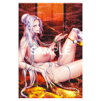 Rule 34 | 1girl, breasts, grandma, green eyes, inage natsu, large breasts, lilith-soft, long hair, mature female, old, old woman, shindol, taimanin (series), taimanin rpgx, white hair