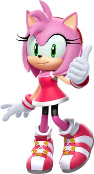 1girl 3d absurdres amy_rose amy_rose_(summer_sports) animal_ears animal_nose bike_shorts body_fur closed_mouth cross-laced_footwear dress female_focus flat_chest full_body furry furry_female gloves green_eyes hairband hand_up happy heel_up highres looking_at_viewer mario_&amp;_sonic_(series) mario_&amp;_sonic_at_the_rio_2016_olympic_games official_art pink_fur pink_hair red_dress red_hairband red_shoes shoes short_dress short_hair sidelocks simple_background sleeveless sleeveless_dress smile solo sonic_(series) standing striped_clothes striped_footwear tail third-party_source thumbs_up transparent_background white_gloves white_trim