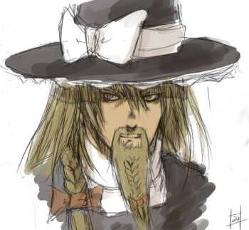 1boy braid braided_beard cho_marisa facial_hair hat kirisame_marisa male_focus manlification mitsuki_yuuya solo touhou