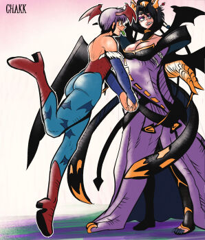 chakk darkstalkers demon demon_girl digimon digimon_(creature) highres lilith_(darkstalkers) lilithmon mark_of_evil wings