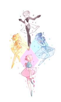 ballerina ballet_dress ballet_slippers blue_pearl_(steven_universe) dress forehead_jewel full_body gem gem_(steven_universe) highres homeworld_gem_uniform multiple_girls neo_rri official_alternate_costume pearl_(original_form)_(steven_universe) pearl_(species)_(steven_universe) pearl_(steven_universe) pink_pearl_(steven_universe) puffy_sleeves short_hair steven_universe stomach_jewel white_pearl_(steven_universe) yellow_pearl_(steven_universe)