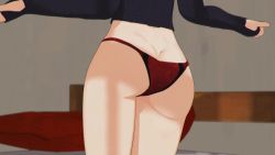 1girl 3d animated ass ass_focus ass_shake black_hair butt_crack dancing from_behind head_out_of_frame highres jiggle kallenz legs lower_body no_pants panties red_panties ruby_rose rwby solo sweatlong_sleeves thighs underwear video