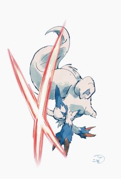 alternate_color blue_eyes blue_fur claws closed_mouth commentary_request fluffy full_body gen_3_pokemon highres kosokoso_002 looking_at_viewer nintendo no_humans pokemon pokemon_(creature) pokemon_focus shiny_pokemon simple_background solo two-tone_fur white_background white_fur zangoose