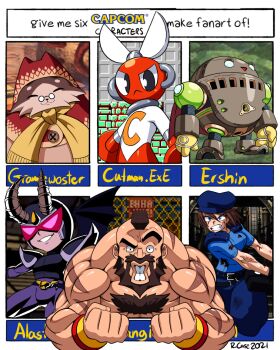 alastor_(viewtiful_joe) animal_hood beard beret biceps bleeding blood breath_of_fire breath_of_fire_iv capcom cat_hood character_name clenched_teeth company_connection cutman.exe ershin facial_hair flexing glasses grammeowster_chef hat helmet hood horns jill_valentine long_hair mega_man_(series) mega_man_battle_network mega_man_battle_network_(series) mohawk monster_hunter:_world monster_hunter_(series) multiple_drawing_challenge muscular muscular_male outside_border rcasedrawsstuff resident_evil resident_evil_1 robot six_fanarts_challenge smile street_fighter street_fighter_ii_(series) teeth viewtiful_joe wristband zangief