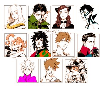 3girls 6+boys aged_up ahoge apple apple_poison bede_(pokemon) black_hair blue_oak candle character_request check_character cigarette commentary dated demi-fiend demon_slayer_uniform disneyland fate/grand_order fate_(series) food free! fruit gokinjo_monogatari green_jacket hat high_collar identity_v jacket jewelry kimetsu_no_yaiba kingdom_hearts kotteri kouda_mikako long_hair looking_at_viewer looking_to_the_side multiple_boys multiple_drawing_challenge multiple_girls necklace nintendo norton_campbell nun one-punch_man pink_jacket pokemon pokemon_hgss pokemon_swsh profile school_uniform sessyoin_kiara shin_megami_tensei short_hair simple_background smoke sora_(kingdom_hearts) square tachibana_makoto tattoo tomioka_giyuu twintails white_background zombieman