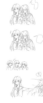 Rule 34 | 5girls, absurdres, arm hug, bang dream!, bang dream! it's mygo!!!!!, chihaya anon, chinese commentary, closed eyes, collared shirt, commentary request, e-fa-dorn, feeding, greyscale, haneoka school uniform, highres, hood, hood down, hoodie, kaname raana, long hair, long sleeves, monochrome, multiple girls, mygo!!!!! (bang dream!), nagasaki soyo, neckerchief, necktie, open mouth, school uniform, shiina taki, shirt, takamatsu tomori, tsukinomori school uniform, yuri