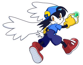 artist_request ass bandai_namco black_fur cat child furry gloves hat jewelry kaze_no_klonoa klonoa legs long_ears looking_back on_model ring shirt shoes shorts smile