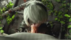 1boy 1girl 2b_(nier:automata) 3d aged_down animated fellatio from_above hetero kaogum loli looping_animation nier:automata nier_(series) oral penis pov pov_crotch solo_focus sound uncensored video white_hair