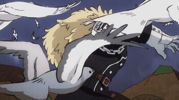 10s 1boy 1girl 2019 animated animated_gif arms_up ass bird black_boots black_tank_top boots breasts brown_hat cleavage collarbone crop_top douglas_bullet eyelid_piercing face_piercing failure fighting floral_print food frilled_thighhighs frills full_body fur_jacket green_thighhighs hat holding_another's_leg hood hooded_jacket indian_style jacket jewelry_bonney kicking large_breasts large_pectorals lipstick long_hair long_sleeves makeup manly meat midriff muscular navel off_shoulder official_alternate_costume old old_man one_piece one_piece:_stampede open_clothes open_jacket own_hands_together parted_lips pectorals piercing pink_hair pink_jacket print_thighhighs purple_eyes red_lips scar scar_on_chest seagull short_shorts shorts sitting spread_legs sunflower_print tagme tank_top tattoo teeth thighhighs thighs through_ground v-shaped_eyebrows