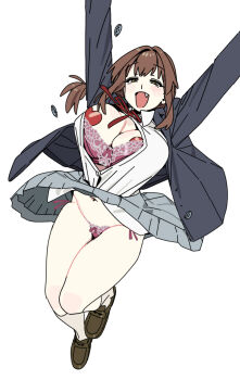 1girl breasts brown_eyes full_body highres imamura_ryou kotobuki_mayuki large_breasts long_hair seitokai_ni_mo_ana_wa_aru! white_background