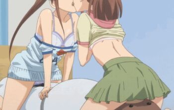 2girls animated animated_gif bra brown_hair crotch_rub incest kiss kissxsis lingerie lowres midriff multiple_girls siblings sisters skirt stuffed_animal stuffed_toy suminoe_ako suminoe_riko teddy_bear tongue twincest twins underwear yuri