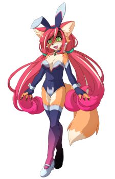 1girl a-pose animal_ear_fluff animal_ear_hairband animal_ears black_leotard breasts bunnimals cleavage commission dairi detached_sleeves fake_animal_ears furry furry_female gradient_thighhighs grey_shoes hair_between_eyes hairband highres large_variant_set leotard long_hair long_hair_between_eyes photoshop_(medium) pink_thighhighs playboy_bunny purple_thighhighs rabbit_ear_hairband rabbit_ears red_hair roza_(bunnimals) see-through_clothes see-through_sleeves shoes skeb_commission solo tachi-e thighhighs two-tone_thighhighs variant_set very_long_hair