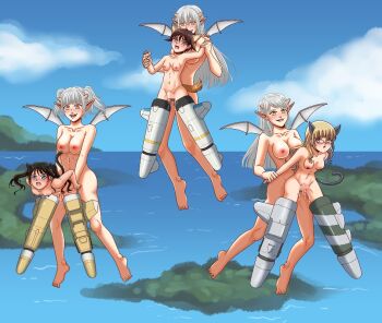 3futa 3girls animal_ears blonde_hair blush breasts brown_hair cat_ears cat_tail demon_girl demon_horns demon_wings dog_ears dog_tail doggystyle fang flying francesca_lucchini futa_with_female futanari glasses green_eyes horns long_hair medium_breasts miyafuji_yoshika multiple_futa multiple_girls navel nipples nude ocean open_mouth outdoors perrine_h._clostermann pointy_ears rape sex sex_from_behind short_hair sky small_breasts smile striker_unit tail twintails user_tarh5575 vaginal white_hair wings world_witches_series yellow_eyes